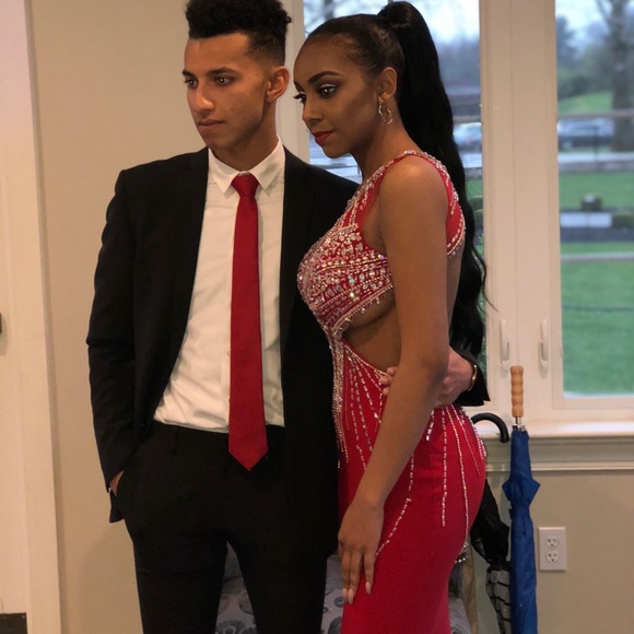 red and silver prom